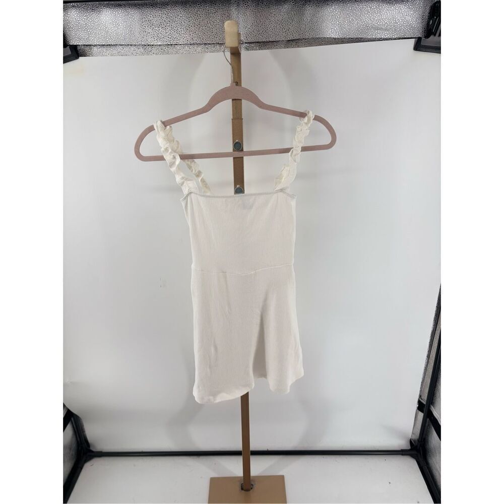 Aritzia Sunday Best White Ribbed Ruffle Strap Mini Dress Size XS - Picture 8 of 9